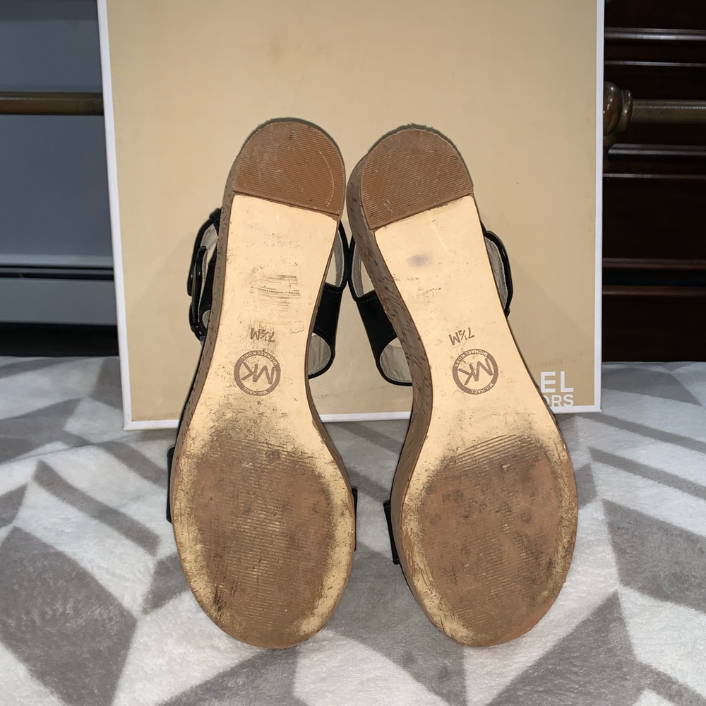 Michael Kors Black Leather Cork Wedge - Picture 6 of 8